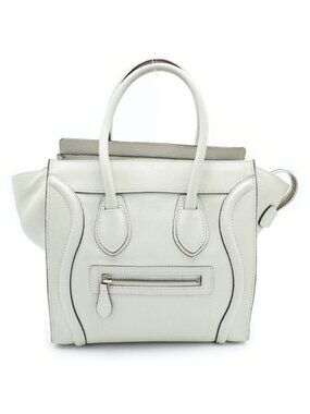Celine Luggage Micro Handbag Light Green Leather Silver